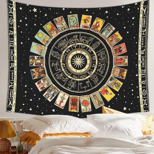 Pechiwuo Wandteppich Konstellation Wandbehang Wandtuch 3D Tarot-Karten Wandteppich 200 x 150 cm Kompass Wandteppiche Aesthetic Tapestry Für Wohnzimmer Schlafzimmer Wohnheim Wanddeko B2765