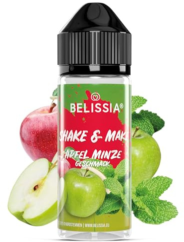Belissia Shake and Make Apfel-Minze Geschmack 10ml Aroma + Schüttelflasche | Lebensmittelaroma, vegan, ohne Zusatzstoffe, 120ml Flasche, für Backen, Speisen, Getränke, Shakes, DIY und Raumduft