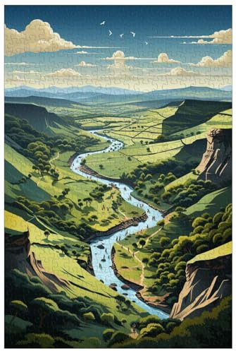 1000 piece wooden jigsaw puzzles, for adult, Map of the Everglades of North Yorkshire (C ; 1000)