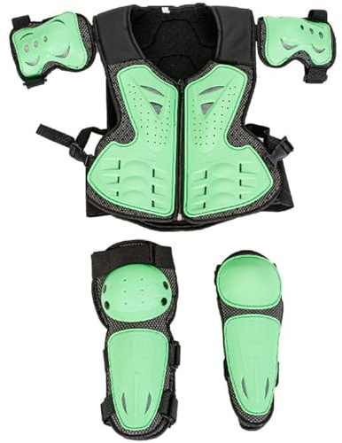 Kcolic Pack of 5 Motorcycle Protective Jackets, Children's Motorcycle Armor with Knee Pads, Elbow Pads, Chest Armor, Racing, for Outdoor Sports, 4/6/8/10/12/14 Years A