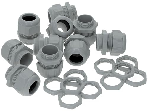 10 Stück Kalitec PG16 Kabelverschraubung Kunststoff 7,0-14,0mm Klemmbereich I PG16 Gegenmutter Kunststoff grau I wasserdichte Kabeldurchführung