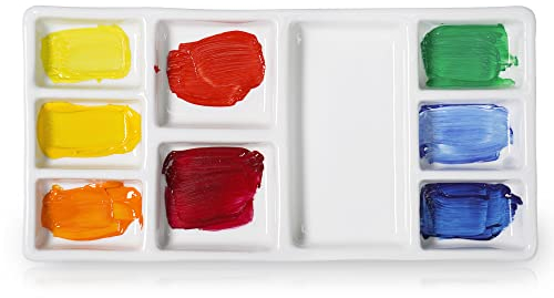 COOZEE Künstler Keramikpalette, Runde Porzellan Aquarellfarben Palette mit 9 Vertiefungen für Aquarell, Gouache, Acryl, Und Ölgemälde, 18cm