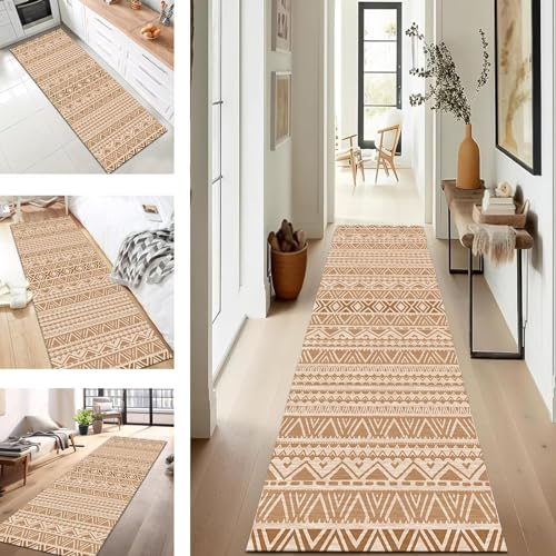 SUCERU Läufer Flur Küche Waschbar rutschfest 40X120CM Teppichläufer Küchenteppich Flurteppich Braun Küchenläufer Teppichmatten Korridor Wohnzimmer Schlafzimmer Meterware Schmutzfangmatte Fußmatte