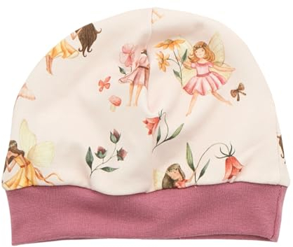 Kleine Könige Mütze Baby Mädchen Beanie · Modell Fee Blume Blumenfee rosa, Beere · Ökotex 100 Zertifiziert · Größe 74/80