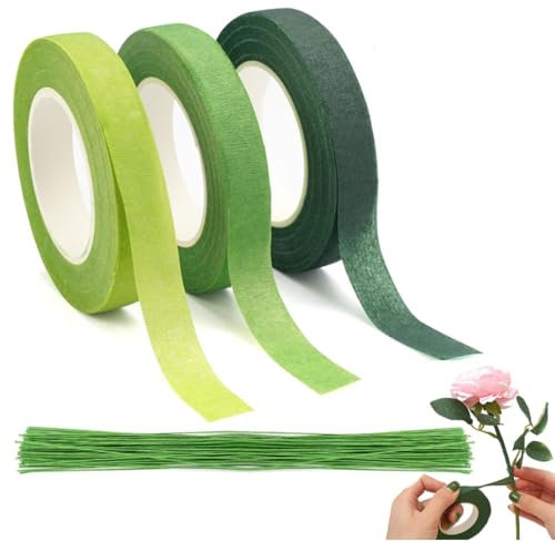 Armastuse Nastro Fiore,3 Rotoli Nastro Fiorista Verde, Adesivo Nastro per Fioristi, Nastro Fioristi per Bouquet, Confezionamento di Fiori,Corona Nozze