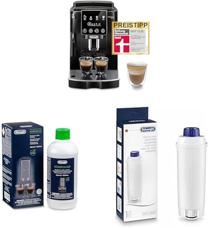 De'Longhi Magnifica Start ECAM222.20.B, Kaffeevollautomat mit Milchaufschäumdüse + Original EcoDecalk DLSC 500 Entkalker Wasserfilter DLSC002