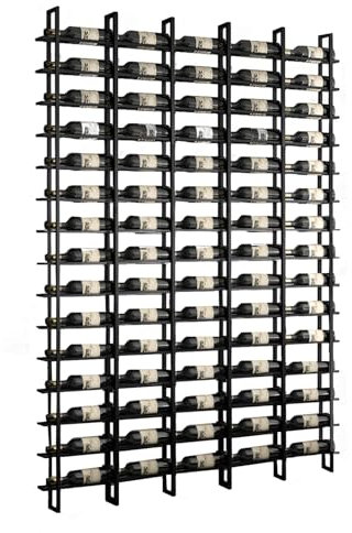 Weinregal Wand Metall, Modern Wandhalter Schwarz Flaschenregal, 16 Schichten 80 Flaschen Wand hängenden Weinflasche Regal, für kommerzielle Restaurants Speisekammer Bar Weinkeller (black, 80 Flaschen)