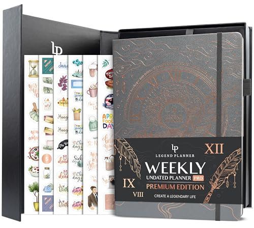 Legend Planner PRO Premium - Agenda settimanale, mensile e budget, grande, senza data, con monitoraggio delle abitudini, per gestione del tempo e delle attività, impostazione degli obiettivi e