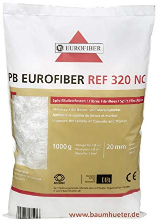 Estrich-Verstärkungsfiber PP 20mm 1kg Spleißfolienfaser, PB Eurofiber REF320NC