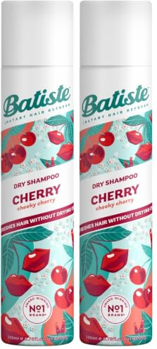 Batiste Dry Shampoo in Cherry, Cool and Retro Fragance, No Rinse Spray to Refresh Hair in Between Washes – 200ml (Pack of 2)