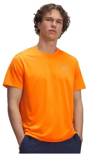 Under Armour Herren Launch Shortsleeve, leichtes & weiches Laufshirt, atmungsaktives Funktionsshirt, schnelltrocknendes Sportshirt mit reflektierenden Details,Squad Orange / / Reflective,LG
