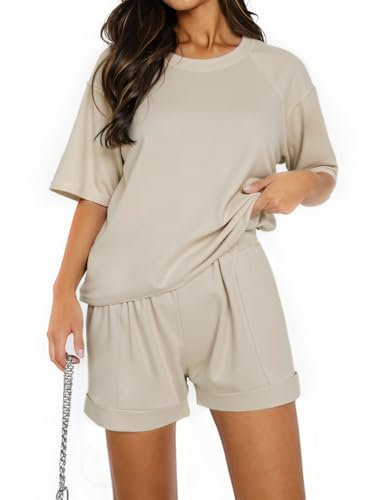 Totatuit Damen Sport Zweiteiler-Teiler Casual, Kurzarm Sweatshirt + Bequeme Jogginghose Sommer Outfits