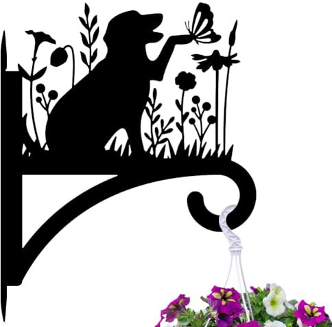 peacoblue Iron Plant Hangers Holder Large 30x38cm for Outdoor Indoor Hanging Plants Fern Pots, Lantern, Bird Feeder, Wind Chimes, Metal Wall Brackets Hooks for Porch, Garden, Home(Dog)