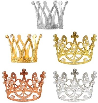 HDGSAFD Confezione da 5 Ornamenti per Gioielli A Corona, Decorazioni per Torte, Ornamenti per Corone con Strass, Ornamenti Scintillanti, Accessori per Torte per Ragazze