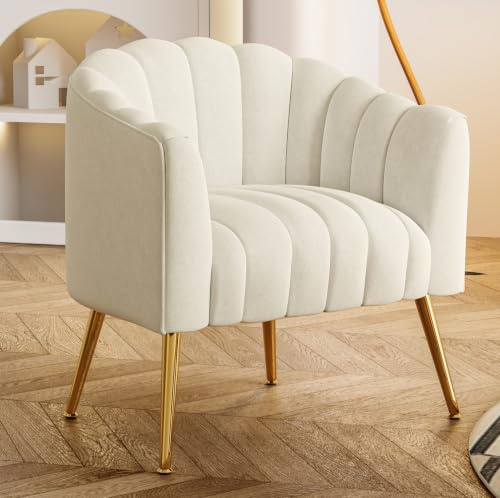 SEYNAR Oversized Pumpkin Couch Accent Chair, Modern Comfy Velvet Upholstered Barrel Chairs, Luxury Single Sofa Armchair for Living Room, Waiting Room, Office and Vanity,