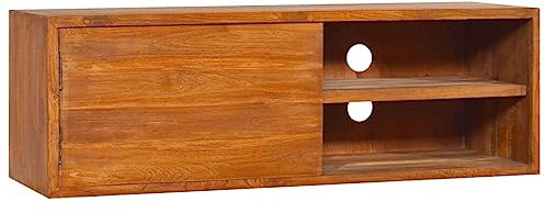 CINDERFUL Wand-TV-Schrank 90x30x30 cm Teak Massivholz,Teakholz TVSchrank im Kolonialstil Stilvoller Stauraum für Wohnzimmer & HiFi TV-Möbel, TV-Bänke