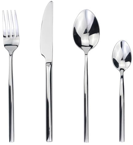 Juego de cubiertos gruesos de acero inoxidable pulido con espejo, vajilla de lujo occidental para ama de llaves y restaurantes (3103 plateado natural)