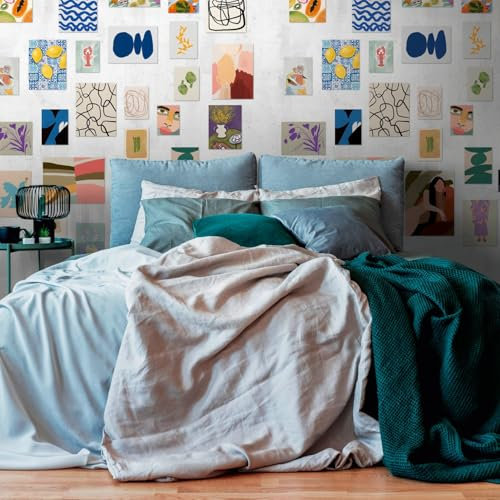 Profhome Papier peint graphique 398201-GU papier peint intissé (TNT) blanc jaune rouge bleu papier peint panoramique 0,53 m x 8,80 m / 4,45 m2