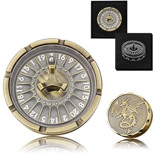 D20 Roulette Würfel Spinner für DND Würfel Set, 7-in-1 Drache Metallic D&D Würfel mit Geschenketui für Dungeons and Dragon Spiel, RPG Rollenspiel Tischspiel Geschenke (Antikes Gold)