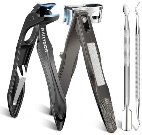 360° Rotating Nail Clippers for Seniors & Arthritis Long Handled | Toenail Clippers for Thick Nails, Ergonomic Design, Wide Jaw Opening with Catcher