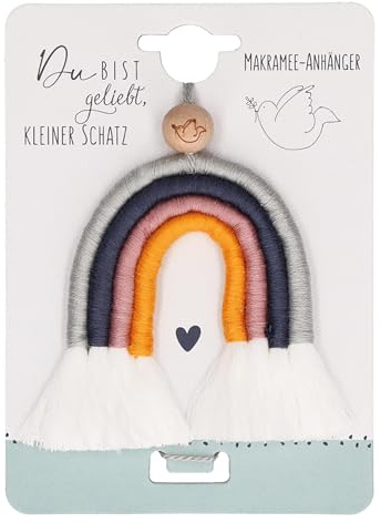 Du bist geliebt, kleiner Schatz: Regenbogen-Makramee-Anhänger