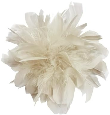 7,87 Pouces Élégante Fleur De Plume Grande Broche Pins De Revers Pour Femmes Hommes Fête De Mariage Danse Banquet Pins Pour Floral Châle Robe Costume Vêtements Accessoires Bijoux Corsage (Beige)