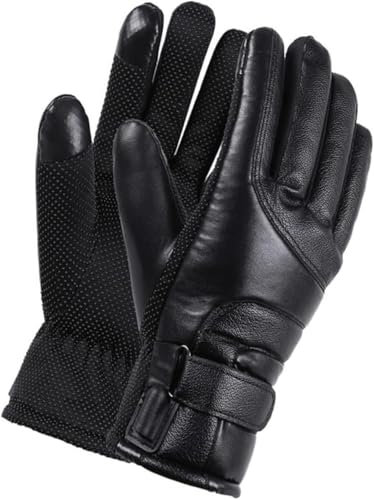 QMOWIZ Handschuhe Radfahren Heizung Winterhandschuhe Leder Wärmehandschuh für Männer Frauen Sport Modefäbchenhandschuhe Warm Gloves