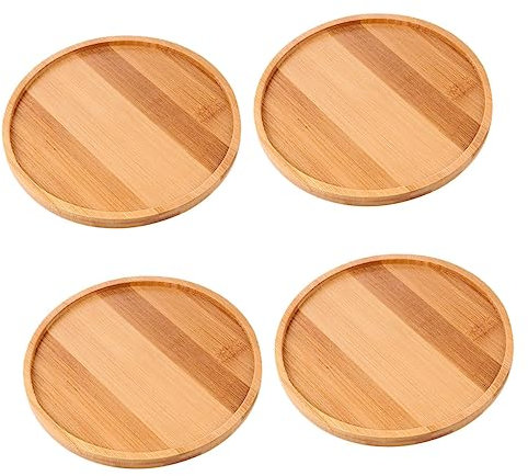 INOOMP 4piezas Bandejas De Bambú para Macetas Bandejas De Bambú para Bonsáis Prácticas y Duraderas