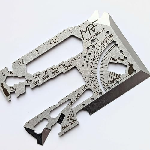 MRF Card Multitools Universal 3.0-60+ Tools Kreditkarten-Multitool mit Messer - Titan Wallet Multi Tool mit Lineal, Dosen- & Flaschenöffner für EDC, Outdoor & Reparaturen