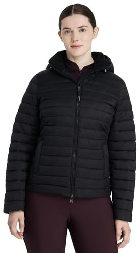 LeMieux Rose Hooded Puffer Jacket - Two Way Zip - Detachable Hood - Black - UK12
