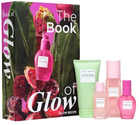 Glow Recipe The Book of Glow Skincare Ritual Set - 4-Step Korean Skincare Routine with New Prickly Pear Peptide Mucin, Best-Selling Watermelon Toner, Cleanser & Moisturizer in Display-Worthy Gift Box