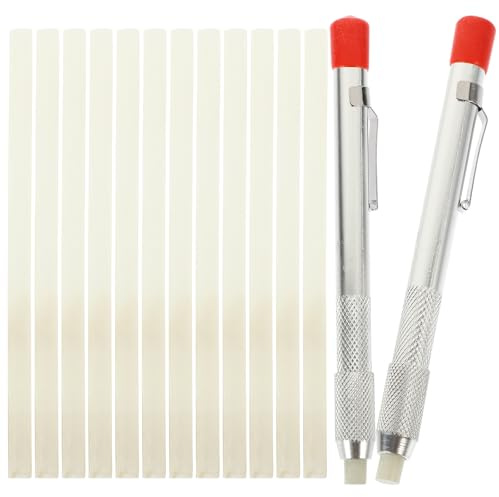 MUSISALY Soapstone Marking Pen and Holder Kit with 12 Refills, Removable Welders Pencil for Steel, Aluminum, and Castings, 2pcs Soapstone Welding Marker Set for Industrial Use
