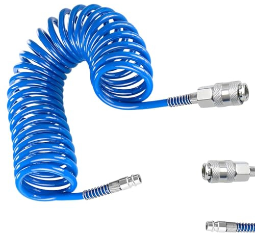 AMONENZ Tuyau Compresseur D'air, 9 m Flexible Compresseur Air, Diamètre Extérieur 6 mm, Diamètre Intérieur 4 mm, Tuyau Pneumatique avec Raccord Rapide, pour Outils Pneumatiques, Pompes à Air