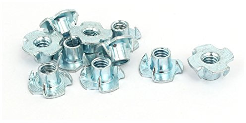 sourcing map 10stk 1/4-inch Gewinde Dmr 8mm Höhe 4 Zacken Vollgewinde T-Nieten Mutter DE de