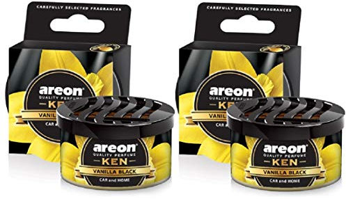 AREON Ken Lufterfrischer Vanille Schwarz Auto Duft Autoduft Wohnung Dose Duftdose Erfrischer 3D Set (Vanilla Black Pack x 2)