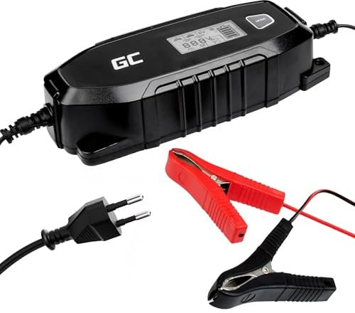 Green Cell® Chargeur Automatique Intelligent 6V/12V 4A (SLA, AGM, Gel, EFB, Wet, LiFePO4) Chargeur de Batterie avec Mode de reconditionnement de Test de Batterie pour Voiture Moto Camion Automobile