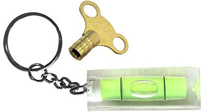 The Bath People Mini Spirit Level Key Ring & Radiator Key - Gadget Novelty Gift - DIY Tool - Bleed Key