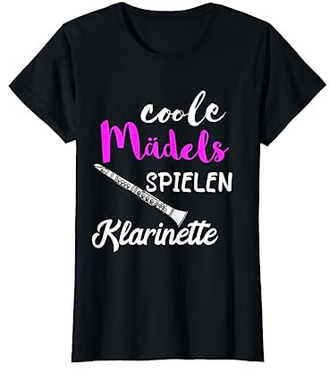 Klarinette Blasmusiker Musik Instrumente Musiker Coole Mädels Spielen Klarinette Klarinettist Musikschule T-Shirt Schwarz S Musicalisch Klassisch geschnitten Crew-Ausschnitt Kurzarm Damen