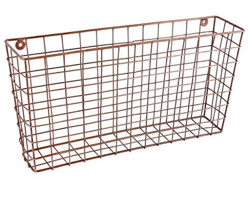Dibor Large Wall Mounted Copper Newspaper and Magazine Storage Basket