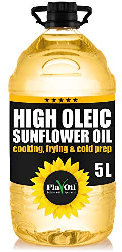 FlavOil High Oleic Sunflower Oil 5 litres - Healthy High-Performance Plant-Based Oil for Cooking, Roasting, Frying, Baking, Dressing - Omega-9 & Vitamins - Sustainable High Oleic Sunflower Seeds