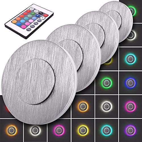 max K O M F O R T RGB Treppenbeleuchtung 4er SET 230V warmweiß 1W RUND Treppenleuchte Wand Einbauleuchte Farbwechsel Treppenlicht Flurleuchte Nachtlicht 6108