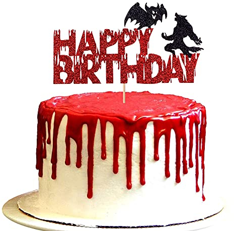 Cake topper Vampire VS Werewolf Party Theme Halloween Bat Werewolf Cake topper Birthday Cake Decoration
