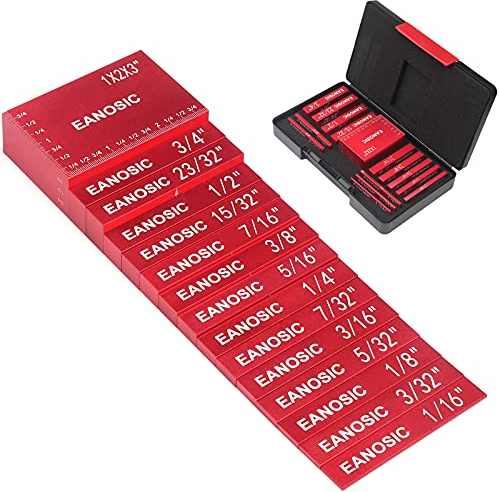 EANOSIC Setup Blöcke Höhenmesser-Set, 15 Stück Präzisions-Aluminium-Setup-Stangen für Oberfräse und Tischsäge, Zubehör, Holzbearbeitung, Stangen enthalten lasergravierte Größenmarkierungen