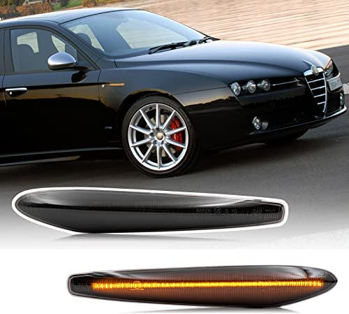 Gelbe LED-Seitenblinker für Alfa Romeo 159 Sportwagon Spider Brera Typ 939 Rauchglas Seitenblinker Repeater Markierungsleuchten