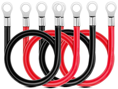Battery Cable LDOPTO 6 Gauge wire 20 Inches Battery Cables with terminals Automotive Replacement Connectors, Red + Black Jumper Cables for Car Motorcycle Marine Battery RV Battery Cables, 2 assembly