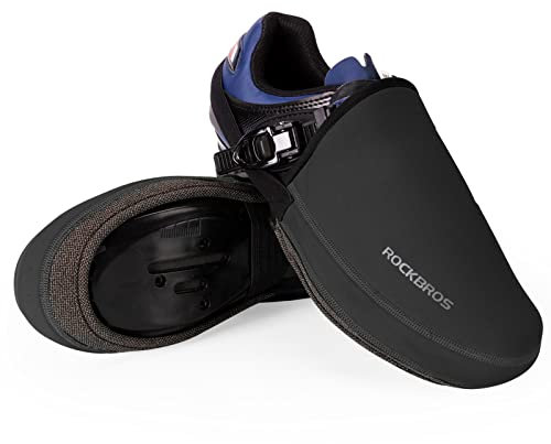 ROCKBROS Cycling Shoe Covers, Cycling Overshoes Waterproof, 1 Pair Bike Windproof Strapped Half Shoe Cover, Bicycle Thermal Toe Covers, Warmer Unisex Resilient Riding Durable Mtb Road Bike Overshoes
