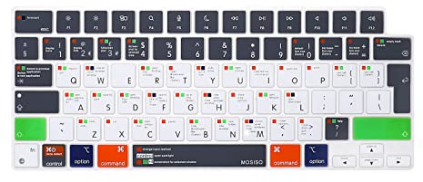 MOSISO Copri Tastiera Compatibile con MacBook Air 13,6 Pollici M3 M2 2024 2022, Copritastiera for MacBook Air 15 M3 M2 2024 2023, for MacBook Pro 14/16 Pollici M4 M3 M2 M1,Mac OS X Scorciatoia, Grigio