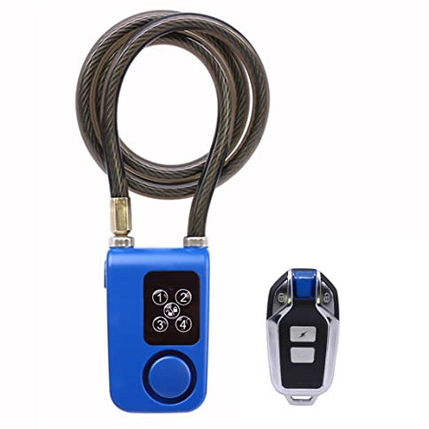 Mengshen Antivol De Vélo avec Télécommande, Alarme De Vibration Antivol avec Longueur De Câble De 80 CM, étanche IP55 pour VéLo Moto Porte Clôture Portail Scooter Poussette Bébé (Bleu)