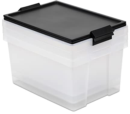 TATAY Lote 3 Cajas de Almacenaje con Tapa, 35L de Capacidad, con Asas, Tapa 100% Materiales reciclados, Libre de BPA, Negro. Medidas 37 x 51 x 26 cm