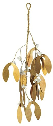 IB Laursen Mistelzweig Gold mit weißen Perlen 30cm Weihnachten zum Hängen
